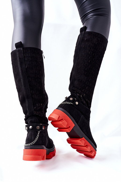 Feminin Haut Stiefel LeZuski schZuarze Farbe aus INildleder 2866 Feminin Haut Stiefel LeZuski schZuarze Farbe aus INildleder 2866