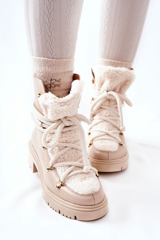 Haut Stiefel Schuhe mit Riemen LeZuski elfenbeinfarbe 3116 Haut Stiefel Schuhe mit Riemen LeZuski elfenbeinfarbe 3116