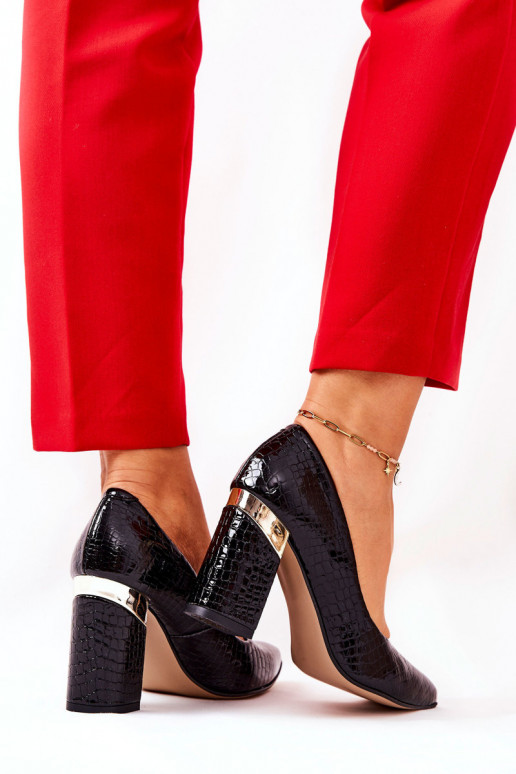 Haut Schuhe LeZuski mit Schlangenhautimitat 3117 schZuarze Farbe Haut Schuhe LeZuski mit Schlangenhautimitat 3117 schZuarze Farbe