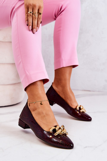 Haut mit Lackeffekt mit Schlangenhautimitat Schuhe Burgund Elissabeth