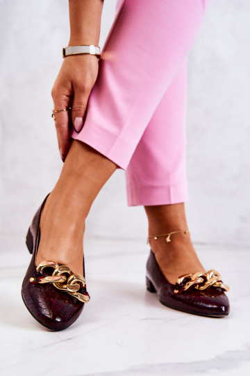 Haut mit Lackeffekt mit Schlangenhautimitat Schuhe Burgund Elissabeth 2