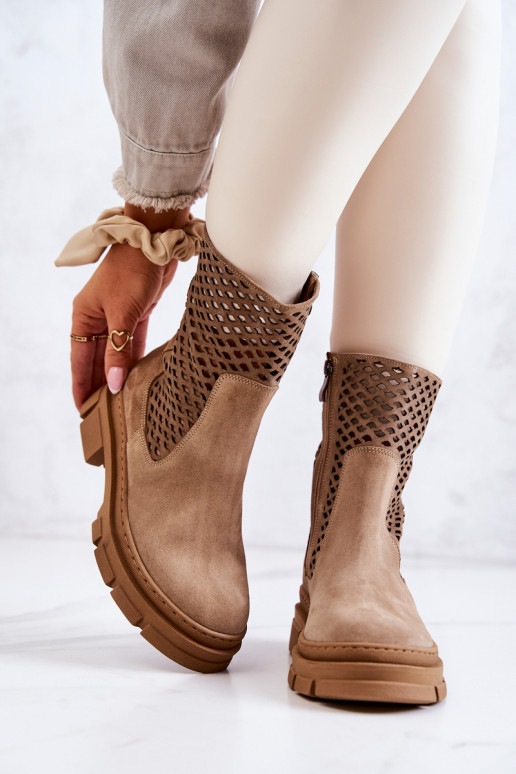 Haut Arbeitsstiefeletten Nicole braune Farbe 2711