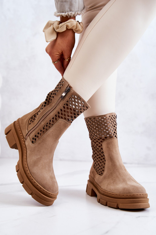 Haut Arbeitsstiefeletten Nicole braune Farbe 2711