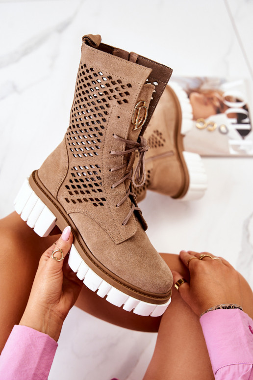 Haut Groß Arbeitsstiefeletten Nicole braune Farbe 2706