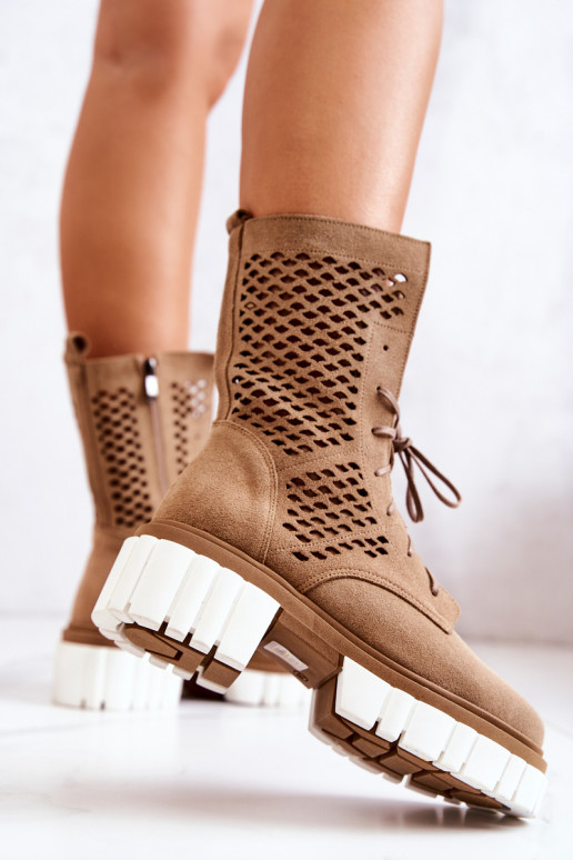 Haut Groß Arbeitsstiefeletten Nicole braune Farbe 2706