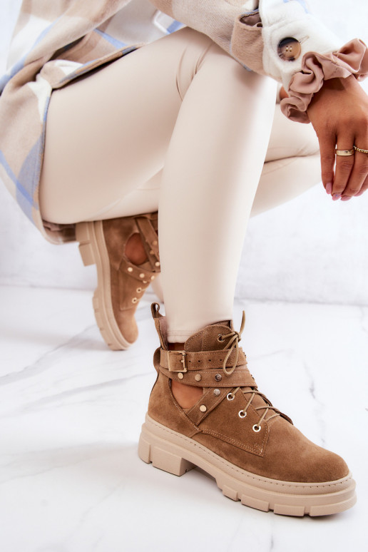 aus INildleder Feminin Stiefel Mit Ausschnitten braune Farbe Everly