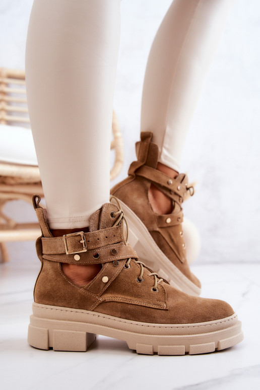 aus INildleder Feminin Stiefel Mit Ausschnitten braune Farbe Everly