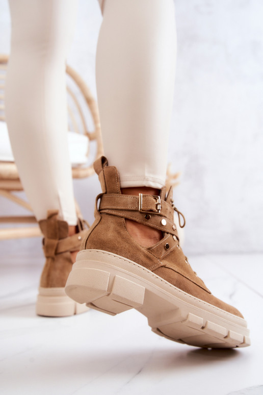 aus INildleder Feminin Stiefel Mit Ausschnitten braune Farbe Everly