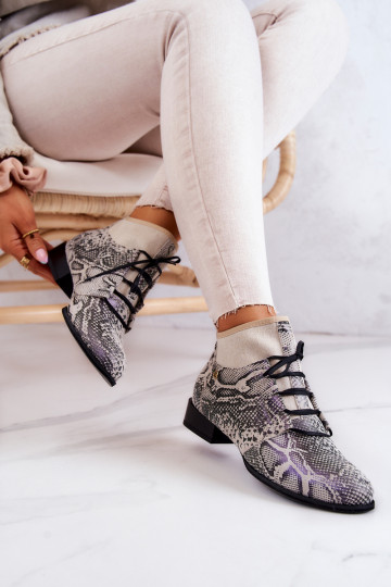 Damenstiefel aus INildleder SchuhZuerk mit Schlangenhautimitat Es mussciejka 04744-03 Beige 2