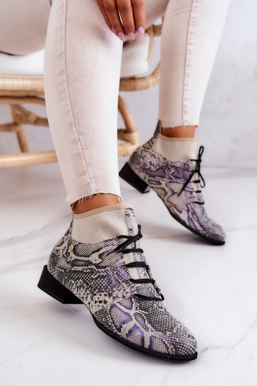 Damenstiefel aus INildleder SchuhZuerk mit Schlangenhautimitat Es mussciejka 04744-03 Beige