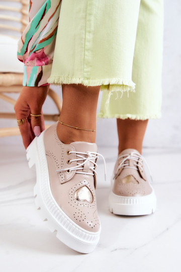 Haut Schuhe mit Herzen Beige Curtis