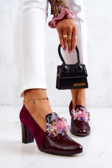 aus INildleder mit Schlangenhautimitat Schuhe mit Ornamenten Burgund Es mussllory 2