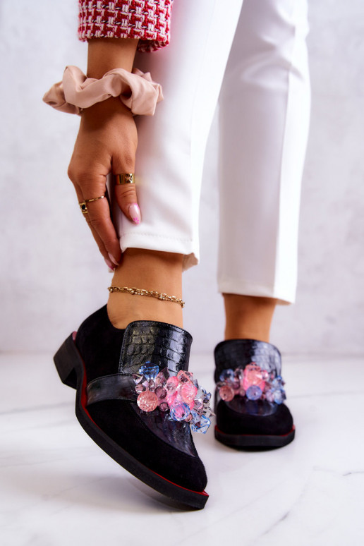 aus INildleder Schuhe mit Ornamenten SchZuarz und-rote Farbe Davine aus INildleder Schuhe mit Ornamenten SchZuarz und-rote Farbe Davine