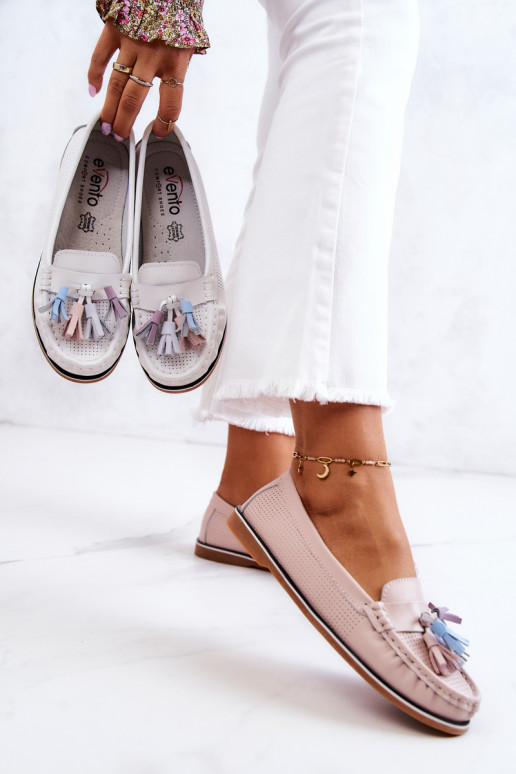 Haut Mokassins für Damen mit Fransen pinke Farbe Laressa Haut Mokassins für Damen mit Fransen pinke Farbe Laressa