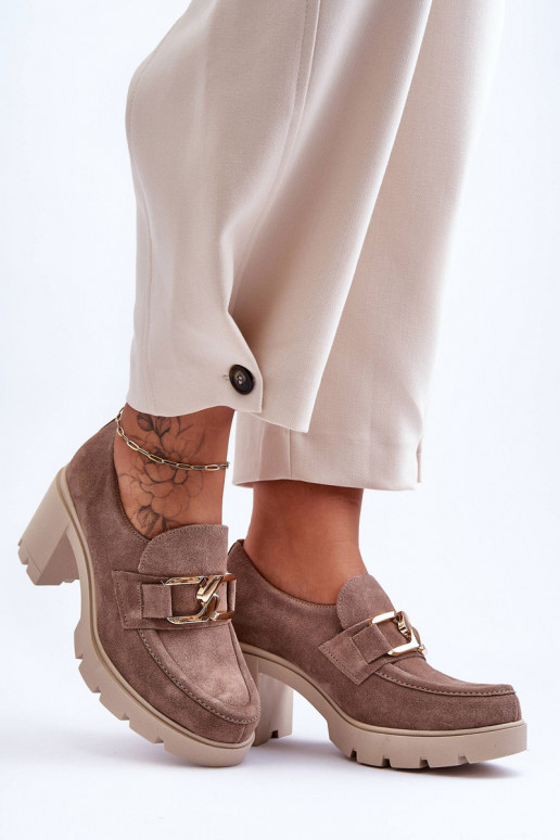 Eleganter Stil Schuhe mit Absätzen mit goldenen Details Beige Lemar Harmell Eleganter Stil Schuhe mit Absätzen mit goldenen Details Beige Lemar Harmell