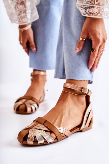 Haut Damensandalen Es mussciejka 01924-32 Gold-braune Farbe 2