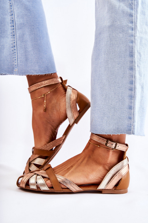 Haut Damensandalen Es mussciejka 01924-32 Gold-braune Farbe Haut Damensandalen Es mussciejka 01924-32 Gold-braune Farbe