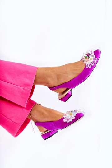 Ballerinas aus INildleder mit Absätzen mit Ornamenten Dunkelpink Elenie 2