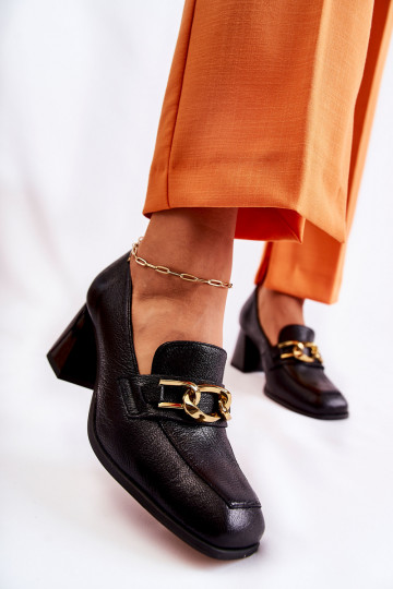 Haut Schuhe mit Ketten Laura Messi 2515 schZuarze Farbe