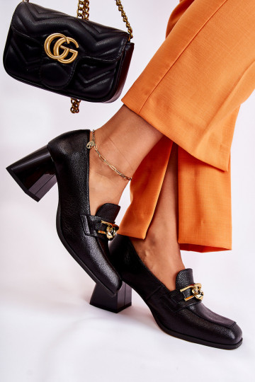 Leder-Schuhe mit Ketten Laura Messi 2515 in Schwarz 2