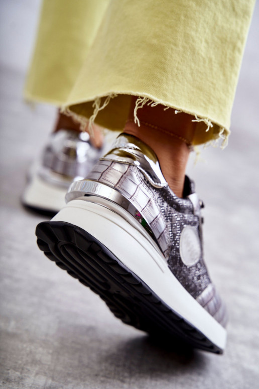 Feminin Turnschuhe Auf einem Keil GOE KK2N4083 Silberfarbe Feminin Turnschuhe Auf einem Keil GOE KK2N4083 Silberfarbe