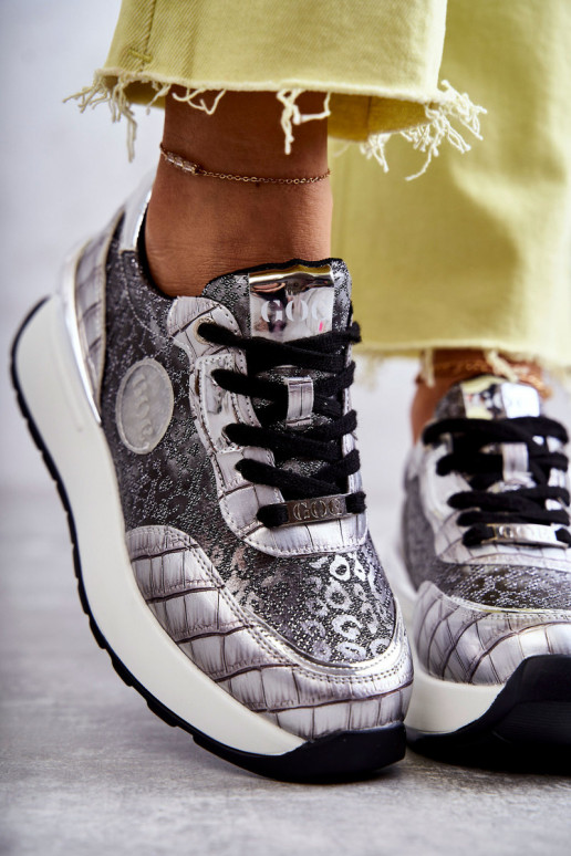 Feminin Turnschuhe Auf einem Keil GOE KK2N4083 Silberfarbe Feminin Turnschuhe Auf einem Keil GOE KK2N4083 Silberfarbe