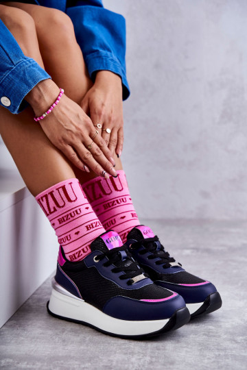 Damen-Sportschuhe auf Plattform GOE KK2N4081 in Schwarz und Dunkelblau
