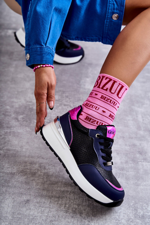 Feminin Turnschuhe Auf einem Keil GOE KK2N4081 SchZuarz und-Dunkelblau Feminin Turnschuhe Auf einem Keil GOE KK2N4081 SchZuarz und-Dunkelblau