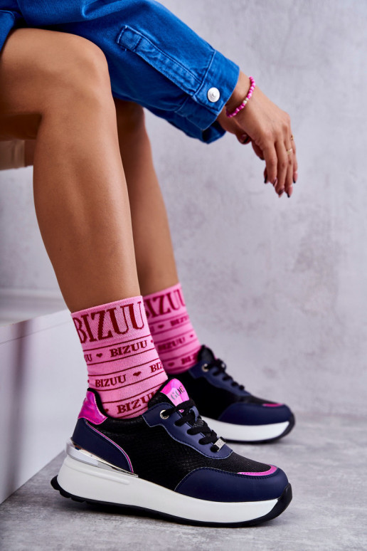 Feminin Turnschuhe Auf einem Keil GOE KK2N4081 SchZuarz und-Dunkelblau Feminin Turnschuhe Auf einem Keil GOE KK2N4081 SchZuarz und-Dunkelblau