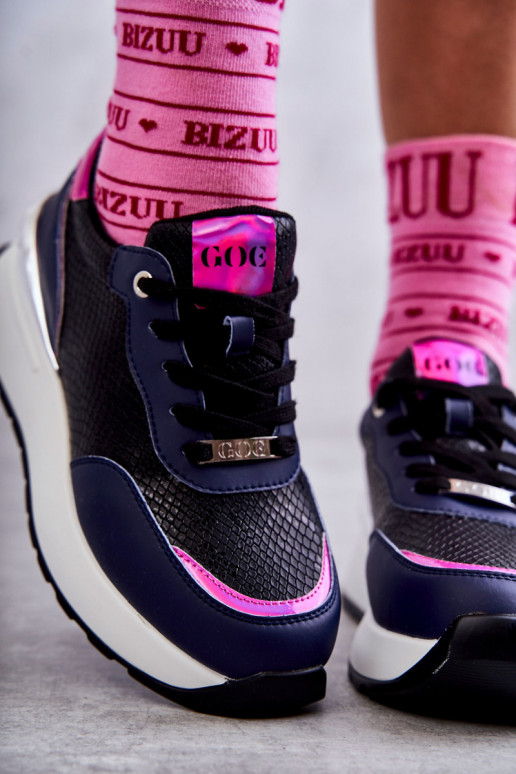 Feminin Turnschuhe Auf einem Keil GOE KK2N4081 SchZuarz und-Dunkelblau Feminin Turnschuhe Auf einem Keil GOE KK2N4081 SchZuarz und-Dunkelblau