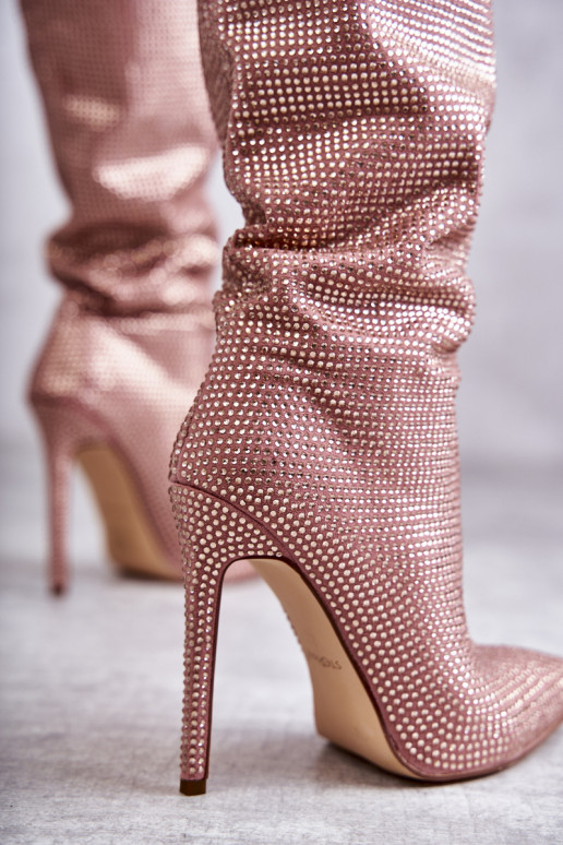 Modisch Stiefel mit dünnen Absätzen mit blitzenden Augen pinke Farbe Lovisa Modisch Stiefel mit dünnen Absätzen mit blitzenden Augen pinke Farbe Lovisa