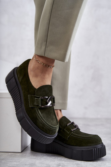 Modisch aus INildleder Schuhe mit einer Plattform Khaki-Farbe Lemar Es mussrsol
