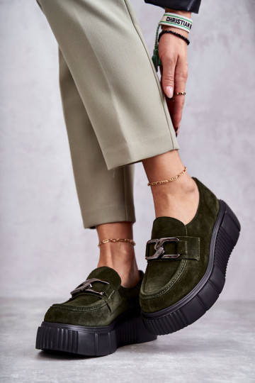 Modisch aus INildleder Schuhe mit einer Plattform Khaki-Farbe Lemar Es mussrsol 2