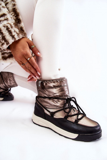 Feminin Schneestiefel Memory Foam Big Star KK274275 grau-schZuarze Farbe