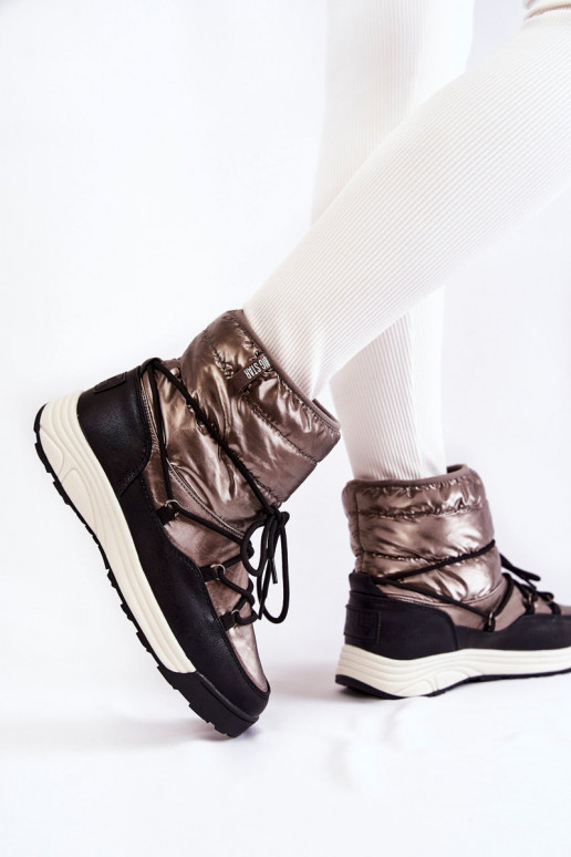 Feminin Schneestiefel Memory Foam Big Star KK274275 grau-schZuarze Farbe Feminin Schneestiefel Memory Foam Big Star KK274275 grau-schZuarze Farbe