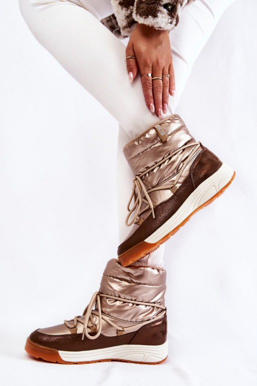 Feminin Schneestiefel Memory Foam Big Star KK274276 Gold-braune Farbe