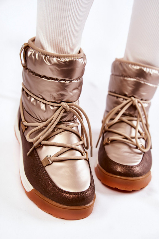 Feminin Schneestiefel Memory Foam Big Star KK274276 Gold-braune Farbe