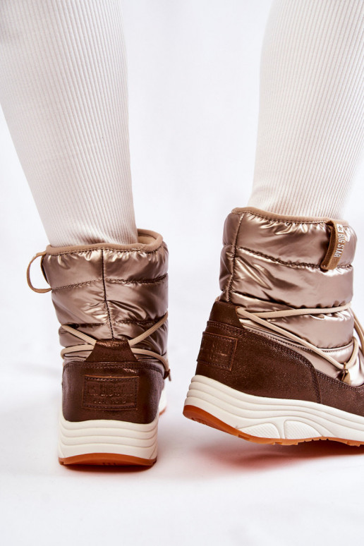 Feminin Schneestiefel Memory Foam Big Star KK274276 Gold-braune Farbe