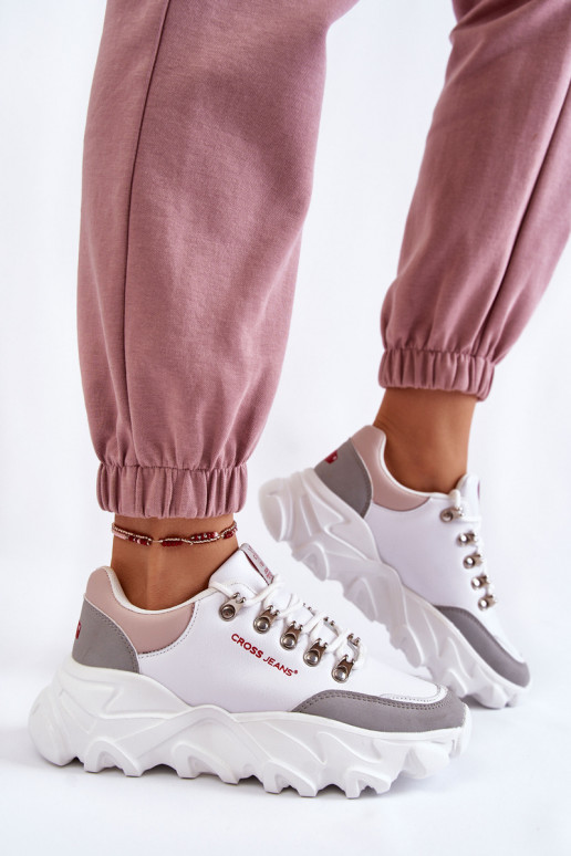 Feminin Sneakers Stilvollllschuhe mit einer Plattform Cross Jeans KK2R4071C Zueiße Farbe Feminin Sneakers Stilvollllschuhe mit einer Plattform Cross Jeans KK2R4071C Zueiße Farbe