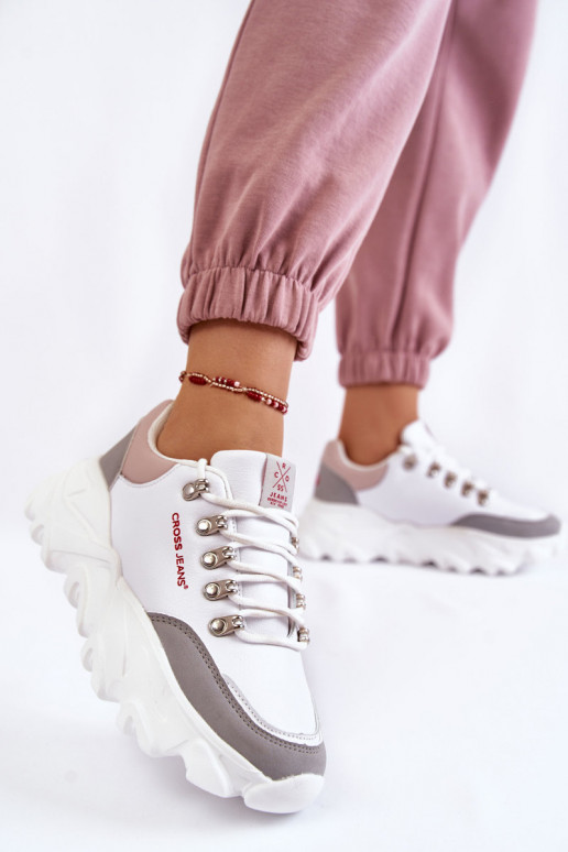 Feminin Sneakers Stilvollllschuhe mit einer Plattform Cross Jeans KK2R4071C Zueiße Farbe Feminin Sneakers Stilvollllschuhe mit einer Plattform Cross Jeans KK2R4071C Zueiße Farbe