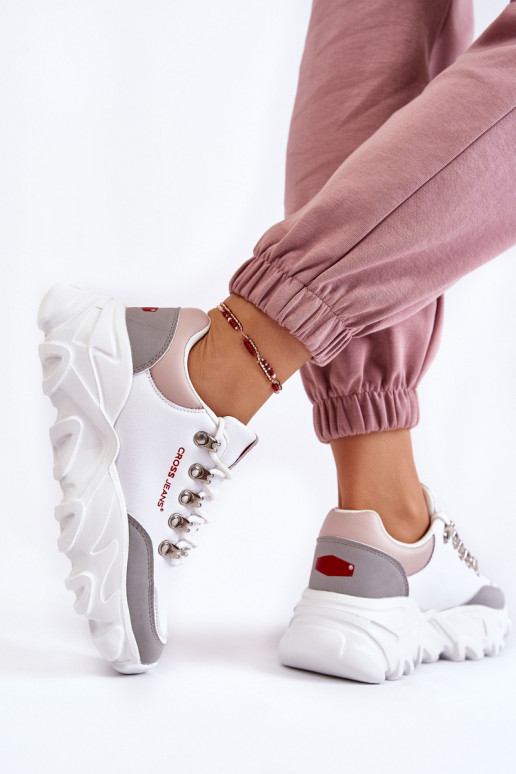 Feminin Sneakers Stilvollllschuhe mit einer Plattform Cross Jeans KK2R4071C Zueiße Farbe Feminin Sneakers Stilvollllschuhe mit einer Plattform Cross Jeans KK2R4071C Zueiße Farbe