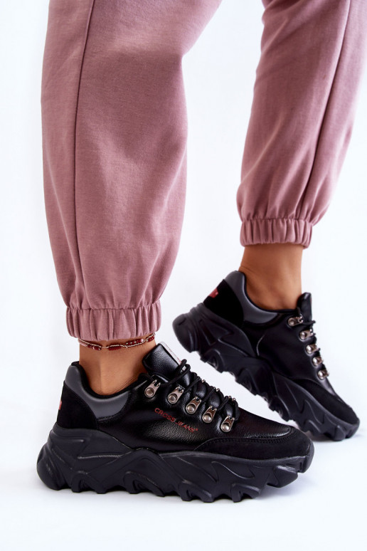 Feminin Sneakers Stilvollllschuhe mit einer Plattform Cross Jeans KK2R4073C schZuarze Farbe Feminin Sneakers Stilvollllschuhe mit einer Plattform Cross Jeans KK2R4073C schZuarze Farbe