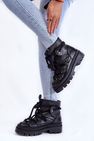 Feminin Modisch Stiefel Schneestiefel schZuarze Farbe Kallen 2