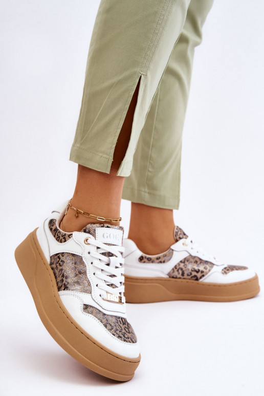 Feminin Bequeme Turnschuhe GOE LL2N4052 INeiß-Beige Feminin Bequeme Turnschuhe GOE LL2N4052 INeiß-Beige