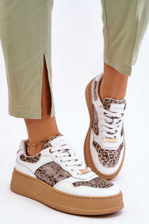 Feminin Bequeme Turnschuhe GOE LL2N4052 INeiß-Beige Feminin Bequeme Turnschuhe GOE LL2N4052 INeiß-Beige