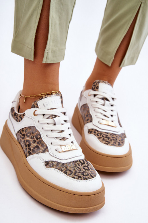 Feminin Bequeme Turnschuhe GOE LL2N4052 INeiß-Beige Feminin Bequeme Turnschuhe GOE LL2N4052 INeiß-Beige