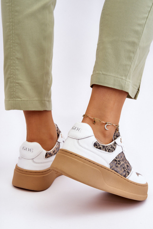 Feminin Bequeme Turnschuhe GOE LL2N4052 INeiß-Beige Feminin Bequeme Turnschuhe GOE LL2N4052 INeiß-Beige