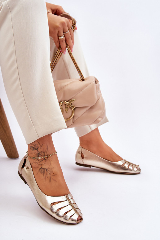 Zazoo 10009 Bequeme Ballerinas aus Ermöglichtturleder Feminin goldene Farbe Zazoo 10009 Bequeme Ballerinas aus Ermöglichtturleder Feminin goldene Farbe