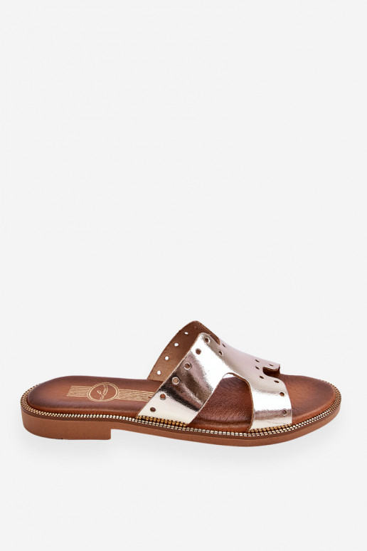 Zazoo 40326 Feminin Hausschuhe Mit dekorativen Ausschnitten goldene Farbe Zazoo 40326 Feminin Hausschuhe Mit dekorativen Ausschnitten goldene Farbe