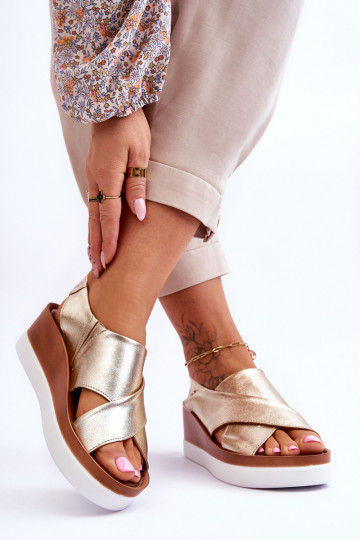 Haut Plateausandalen goldene Farbe Morgan 2